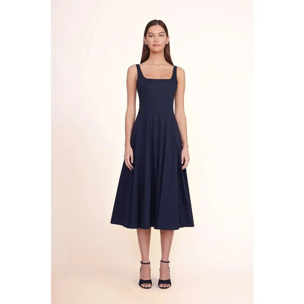 Wayf | Dresses | Wayf Womens Size Xs Navy Blue Desi Bustier Corset Satin Fit Flare Midi Dress | Poshmark Wayf | Dresses | Wayf Womens Size Xs Navy Blue Desi Bustier Corset Satin Fit Flare Midi Dress | Poshmark